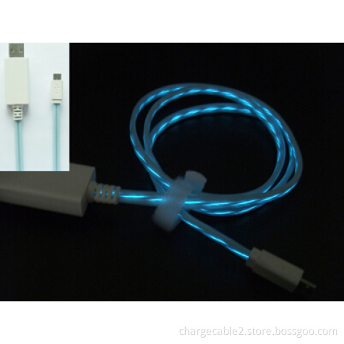 EL Visible current chasing flowing Lighting Micro USB 2.0 Data Sync Charger Charging Cable